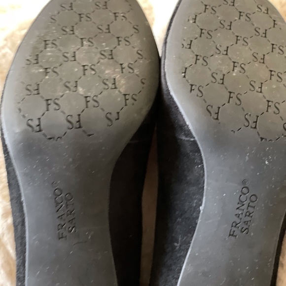 Franco Sarto silver studded brushed suede with black patent heeled booties - Picture 3 of 5